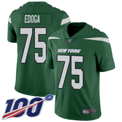 New York Jets Limited Green Youth Chuma Edoga Home Jersey NFL Football 75 100th Season Vapor Untouchable